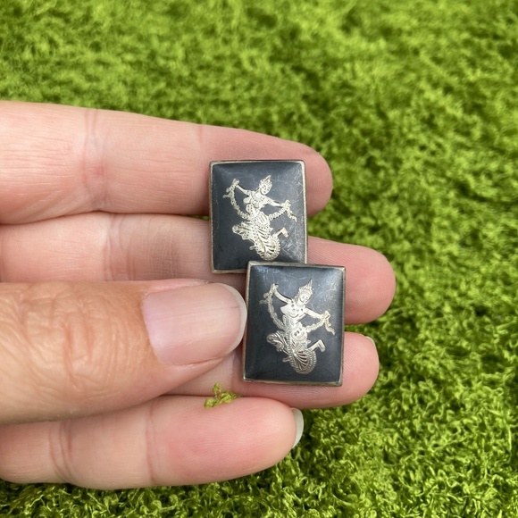 Vintage 1950s Siam Cuff Links | Solid Sterling Silver - Picture 4 of 8